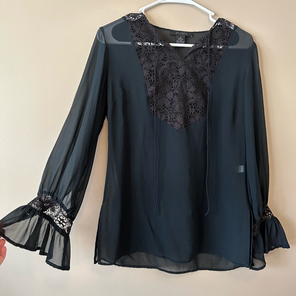 The Limited SILK Black Sheer Long Sleeved Cover Up Women’s size Small
